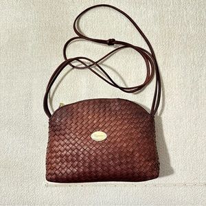 Caggiano Dark Burgundy Red Woven Leather Purse